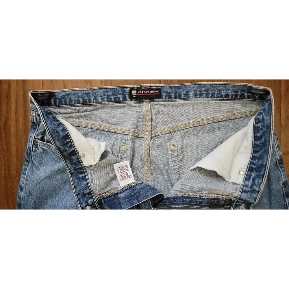 VTG Ralph Lauren Polo Jeans Co Denim Jeans 38x32 Mens BLUE WIDE Straight Leg Y2K